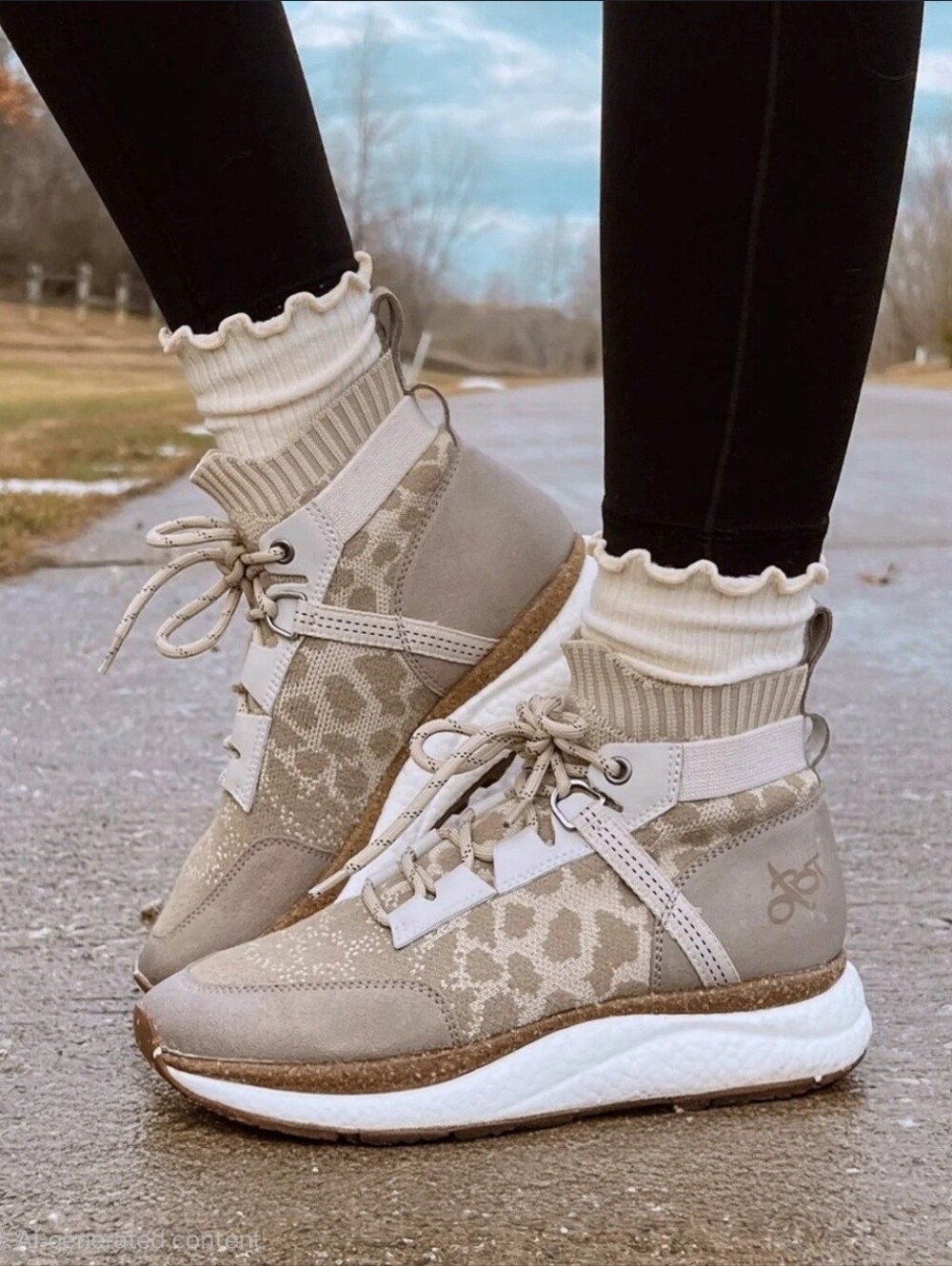 OTBT Hybrid High-top Sneakers  Khaki Women's Size 9M